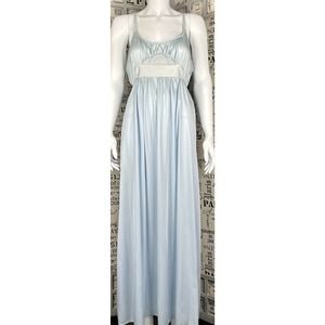 VINTAGE Nightgown Dress Size M Silky Nylon Blue By Joraine 60’s